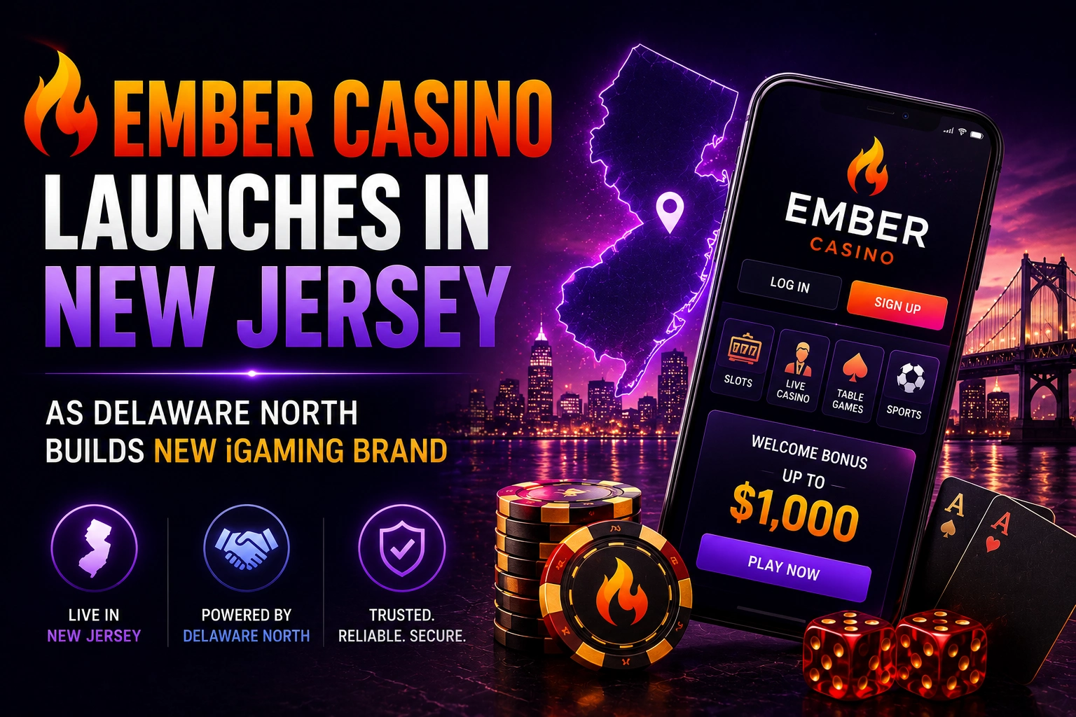 Ember Casino Launches in New Jersey as Delaware North Builds New iGaming Brand